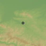 Shaded relief of the 52 km around Draginac, drawn from the GMTED2010 grid