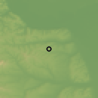 Shaded relief of the 52 km around Drugovac, drawn from the GMTED2010 grid