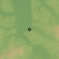 Shaded relief of the 52 km around Dublje, drawn from the GMTED2010 grid