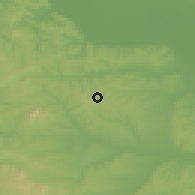 Shaded relief of the 52 km around Dubona, drawn from the GMTED2010 grid