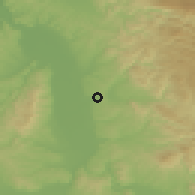 Shaded relief of the 52 km around Glavica, drawn from the GMTED2010 grid