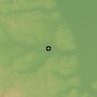 Shaded relief of the 52 km around Glibovac, drawn from the GMTED2010 grid