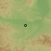 Shaded relief of the 52 km around Globoder, drawn from the GMTED2010 grid