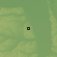 Shaded relief of the 52 km around Golobok, drawn from the GMTED2010 grid