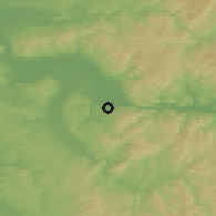 Shaded relief of the 52 km around Golubac, drawn from the GMTED2010 grid