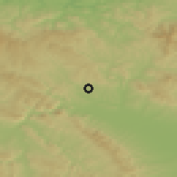 Shaded relief of the 52 km around Gornja Gorevnica, drawn from the GMTED2010 grid
