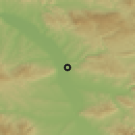 Shaded relief of the 52 km around Gornja Toponica, drawn from the GMTED2010 grid