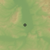 Shaded relief of the 52 km around Gornji Katun, drawn from the GMTED2010 grid