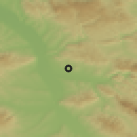 Shaded relief of the 52 km around Gornji Komren, drawn from the GMTED2010 grid