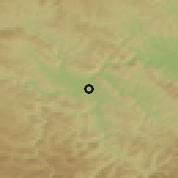 Shaded relief of the 52 km around Gorobilje, drawn from the GMTED2010 grid