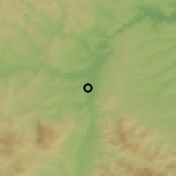 Shaded relief of the 52 km around Grljan, drawn from the GMTED2010 grid