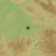 Shaded relief of the 52 km around Guberevac, drawn from the GMTED2010 grid
