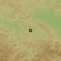 Shaded relief of the 52 km around Guča, drawn from the GMTED2010 grid