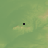 Shaded relief of the 51 km around Gudurica, drawn from the GMTED2010 grid