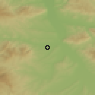 Shaded relief of the 52 km around Jasenica, drawn from the GMTED2010 grid
