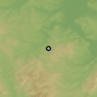 Shaded relief of the 52 km around Jovanovac, drawn from the GMTED2010 grid