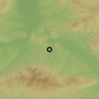 Shaded relief of the 52 km around Kaonik, drawn from the GMTED2010 grid