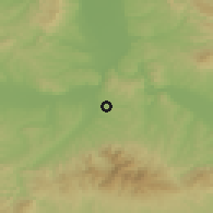 Shaded relief of the 52 km around Kapidžija, drawn from the GMTED2010 grid