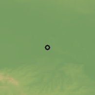 Shaded relief of the 52 km around Klenak, drawn from the GMTED2010 grid