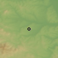 Shaded relief of the 52 km around Kloka, drawn from the GMTED2010 grid