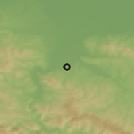 Shaded relief of the 52 km around Klupci, drawn from the GMTED2010 grid