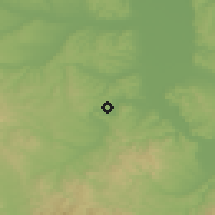 Shaded relief of the 52 km around Badnjevac, drawn from the GMTED2010 grid