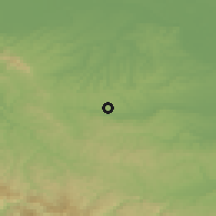Shaded relief of the 52 km around Koceljeva, drawn from the GMTED2010 grid
