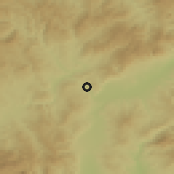 Shaded relief of the 52 km around Končulj, drawn from the GMTED2010 grid