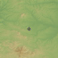 Shaded relief of the 52 km around Kopljare, drawn from the GMTED2010 grid