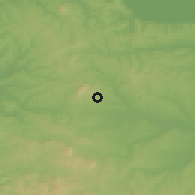Shaded relief of the 52 km around Koraćica, drawn from the GMTED2010 grid