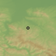 Shaded relief of the 52 km around Korenita, drawn from the GMTED2010 grid
