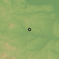 Shaded relief of the 52 km around Kovačevac, drawn from the GMTED2010 grid