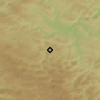 Shaded relief of the 52 km around Kovačevac, drawn from the GMTED2010 grid