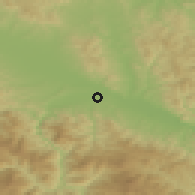 Shaded relief of the 52 km around Kovanluk, drawn from the GMTED2010 grid