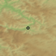 Shaded relief of the 52 km around Bajina Bašta, drawn from the GMTED2010 grid
