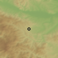Shaded relief of the 52 km around Kožetin, drawn from the GMTED2010 grid