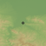 Shaded relief of the 52 km around Kozjak, drawn from the GMTED2010 grid