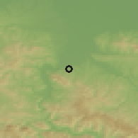 Shaded relief of the 52 km around Krajišnici, drawn from the GMTED2010 grid