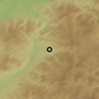 Shaded relief of the 52 km around Alakince, drawn from the GMTED2010 grid