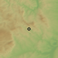 Shaded relief of the 52 km around Krivelj, drawn from the GMTED2010 grid
