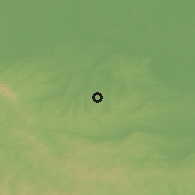 Shaded relief of the 52 km around Krnule, drawn from the GMTED2010 grid