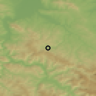 Shaded relief of the 52 km around Krupanj, drawn from the GMTED2010 grid