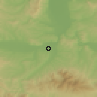Shaded relief of the 52 km around Kruševac, drawn from the GMTED2010 grid