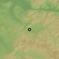 Shaded relief of the 52 km around Kučevo, drawn from the GMTED2010 grid