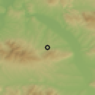 Shaded relief of the 52 km around Kulina, drawn from the GMTED2010 grid
