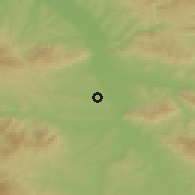 Shaded relief of the 52 km around Balajnac, drawn from the GMTED2010 grid