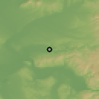 Shaded relief of the 52 km around Kusić, drawn from the GMTED2010 grid