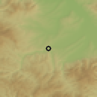Shaded relief of the 52 km around Lebane, drawn from the GMTED2010 grid