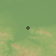 Shaded relief of the 52 km around Lesnica, drawn from the GMTED2010 grid