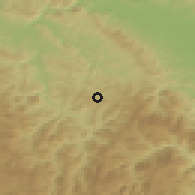 Shaded relief of the 52 km around Lisa, drawn from the GMTED2010 grid